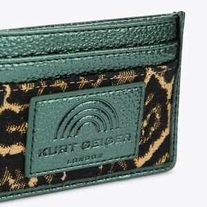 Kurt Geiger Metallic Green & Leopard Print Card Holder